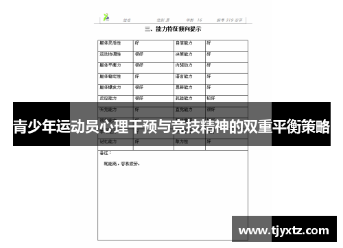 青少年运动员心理干预与竞技精神的双重平衡策略